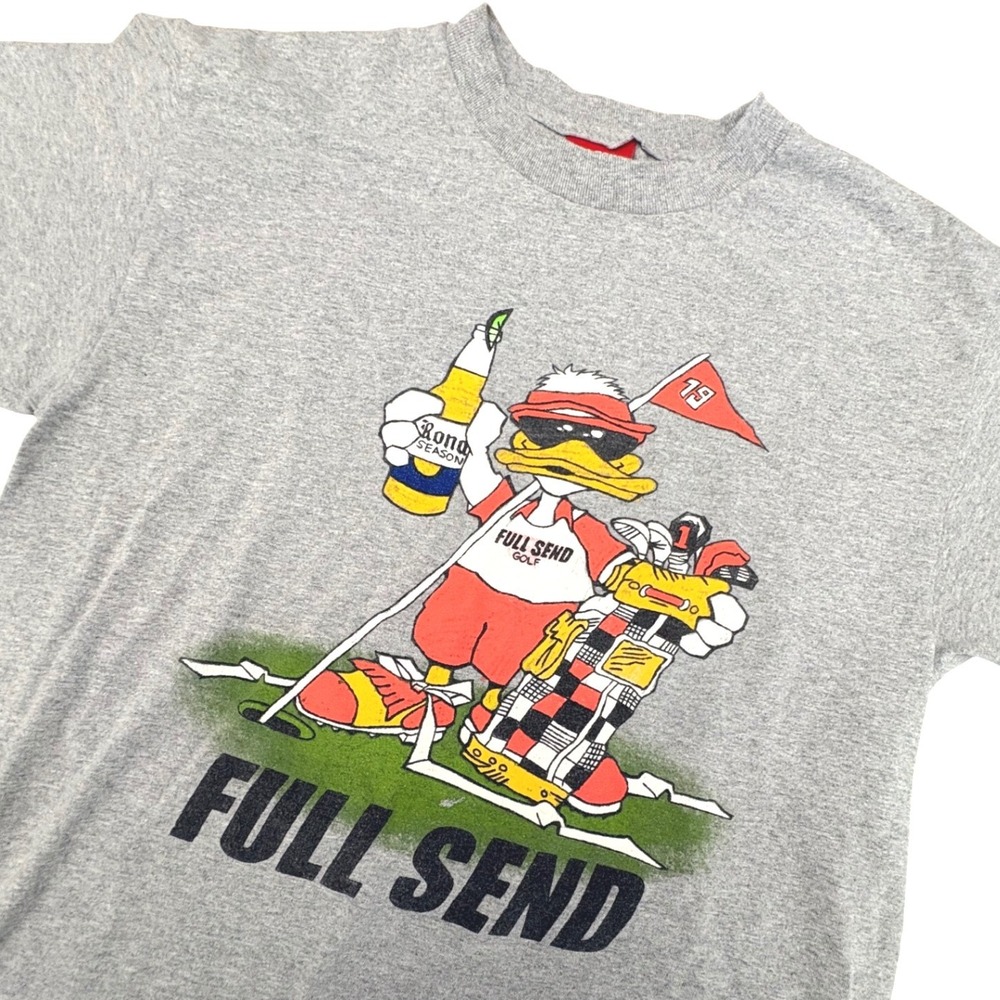 Full Send Nelk Boys Golfing Duck Rona Season Graphic Tee Gray Mens Medium